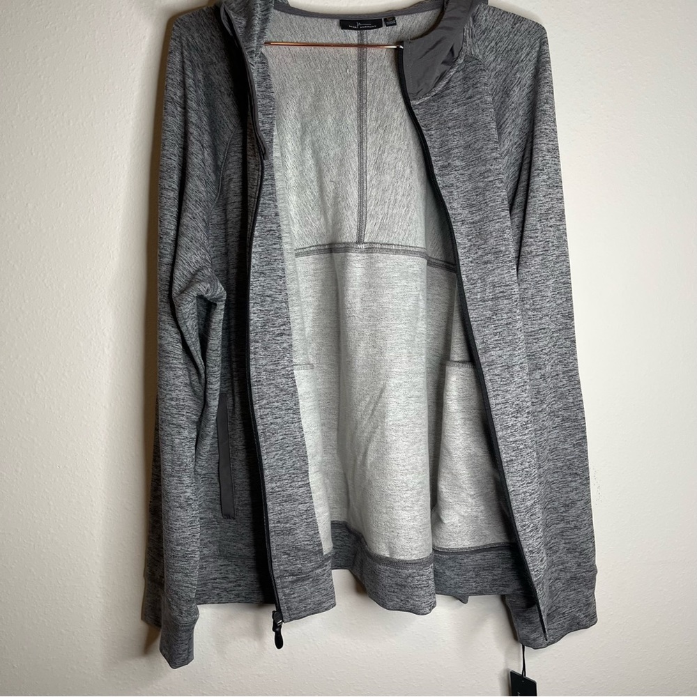 Marc Anthony Slim Fit Knit Lightweight Hooded Zipper Jacket Gray Black Zippered - Picture 5 of 13